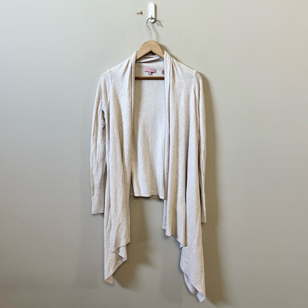 Ted Baker London light cream Kristo Waterfall Drape cardigan sweater